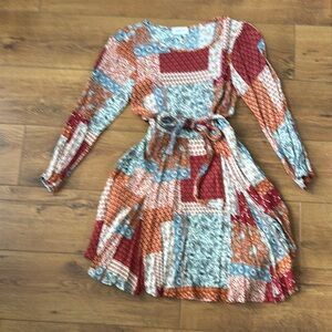 Colorful Patchwork Long Sleeve Dress